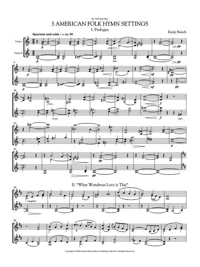Three American Folk Hymn Settings (Violin Version)