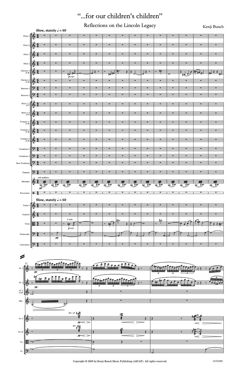 For Our Children's Children: Reflections on the Lincoln Legacy for orchestra