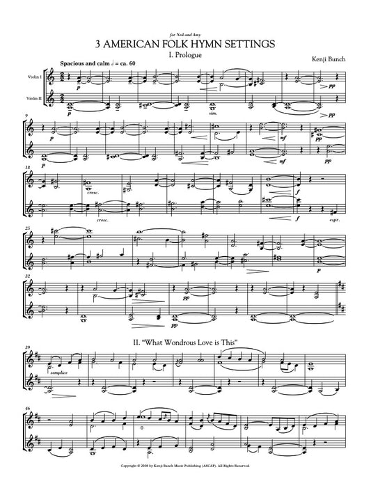 Three American Folk Hymn Settings (Violin Version)